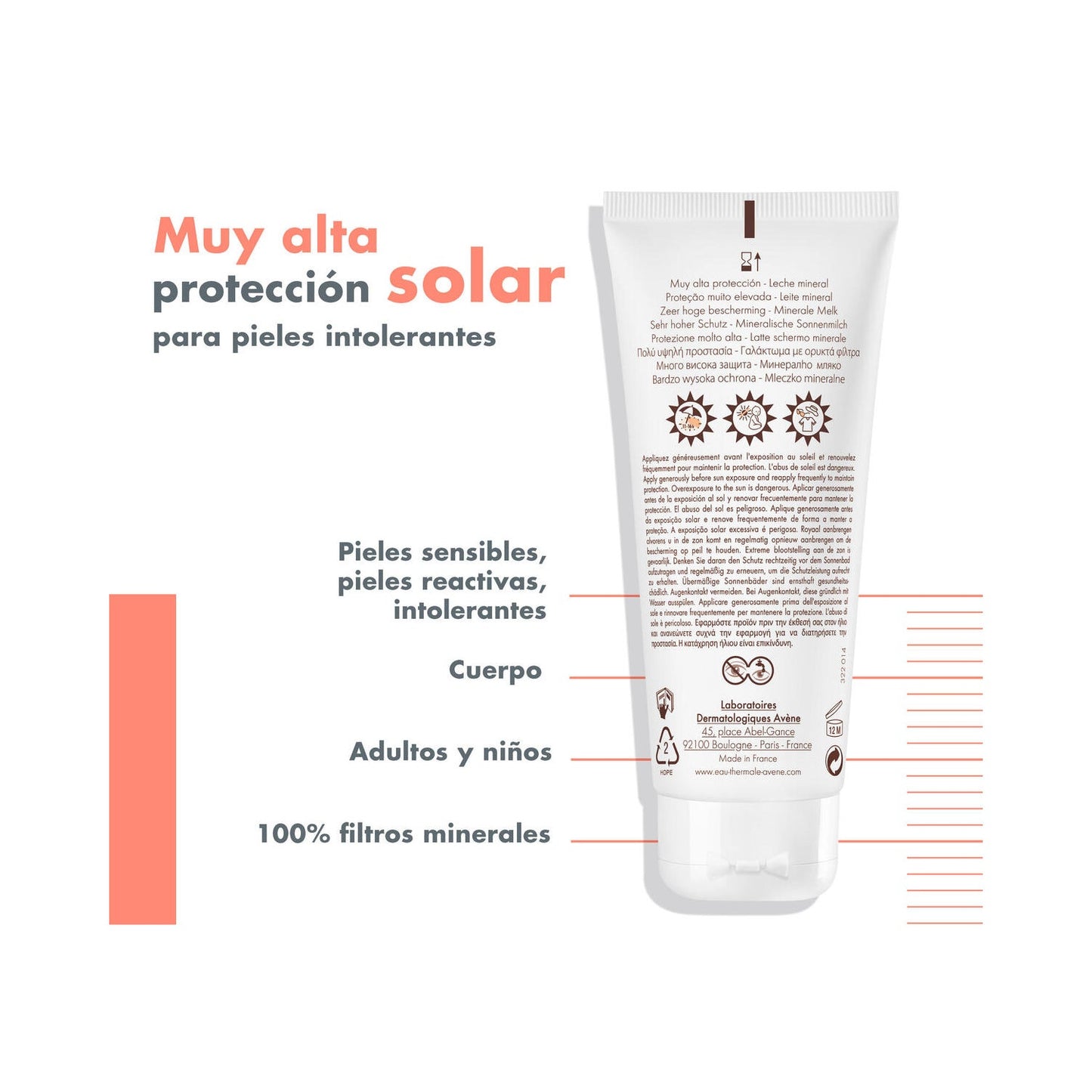 Avène Solar Leche Mineral SPF50+ 100ml
