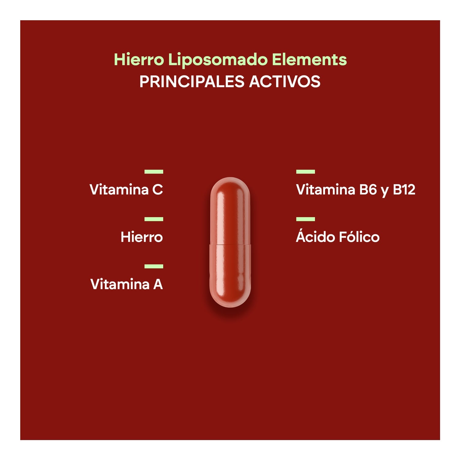 Nutralie Hierro Liposomal 30mg + Vitaminas C + A + B6 + B12 Cansancio 60caps
