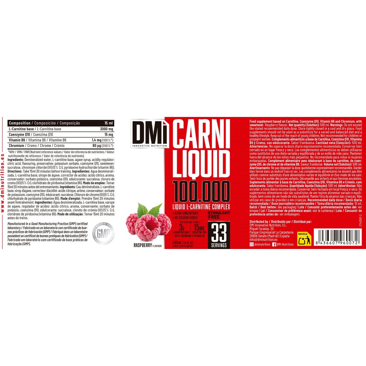 DMI Nutrition Carni Liquid 100.000 Raspberry 500ml