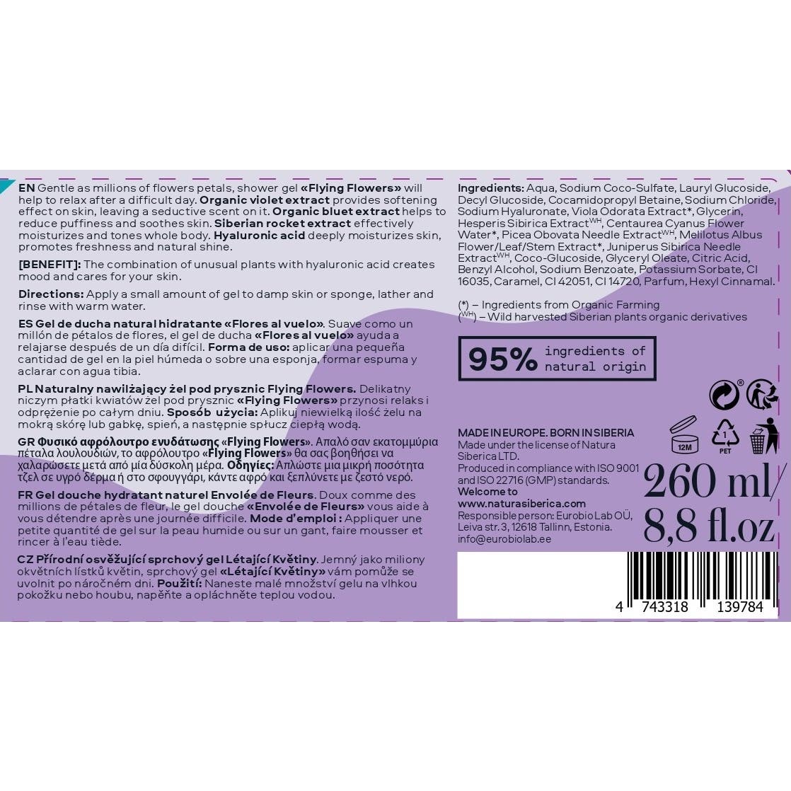 Natura Siberica Gel de Ducha Hidratante Flying Flowers 260ml