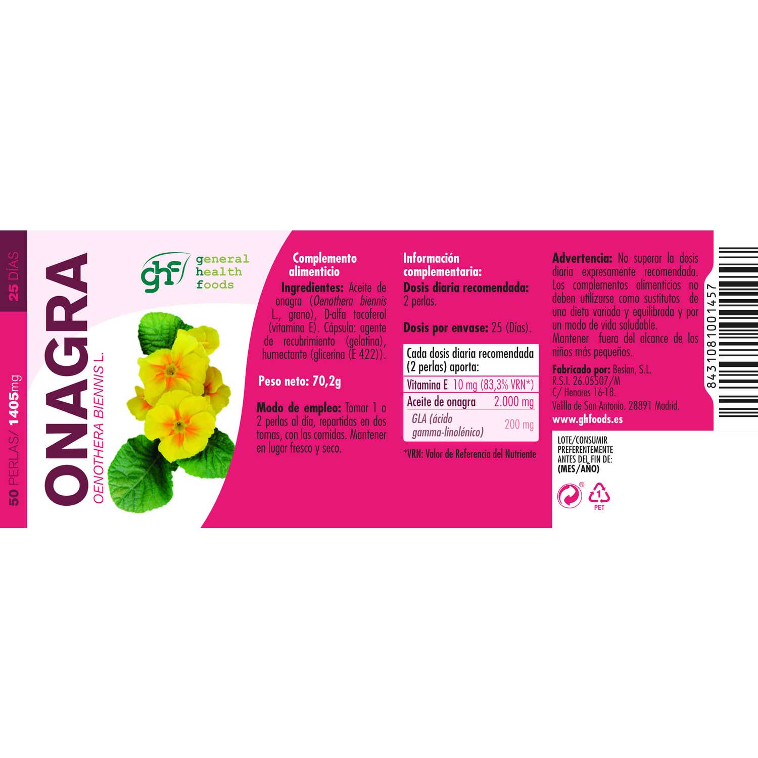 GHF Onagra 1000mg 50 perlas