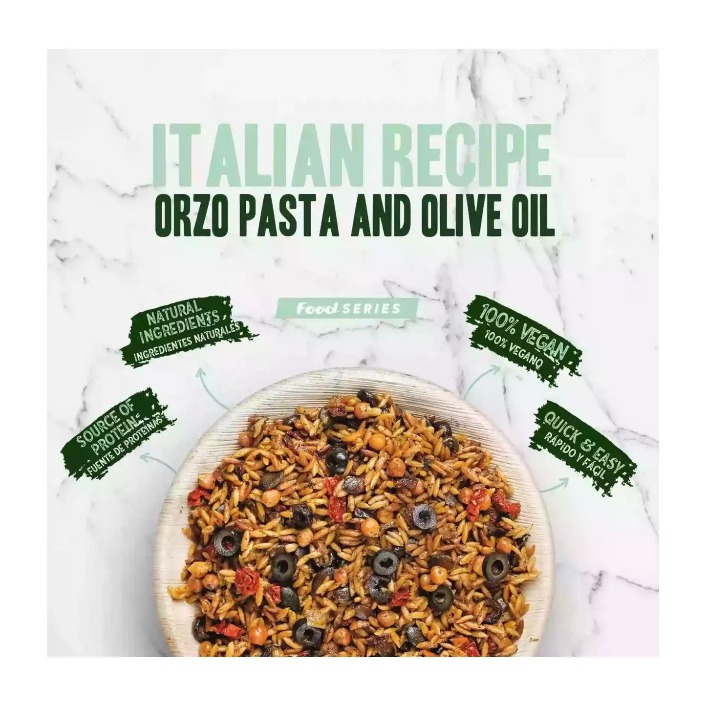 HSN Plato Preparado Estilo Veggie Pasta Orzo con Aceite de Oliva Estilo Italiano 280 g