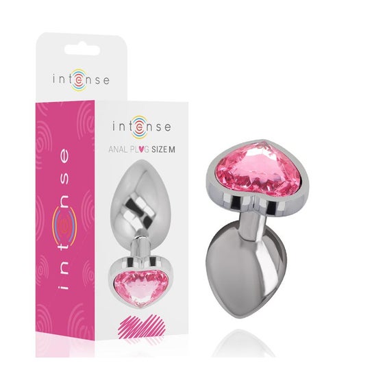 Intense Anal Plug Corazón Cristal Rosa Talla M 1ud