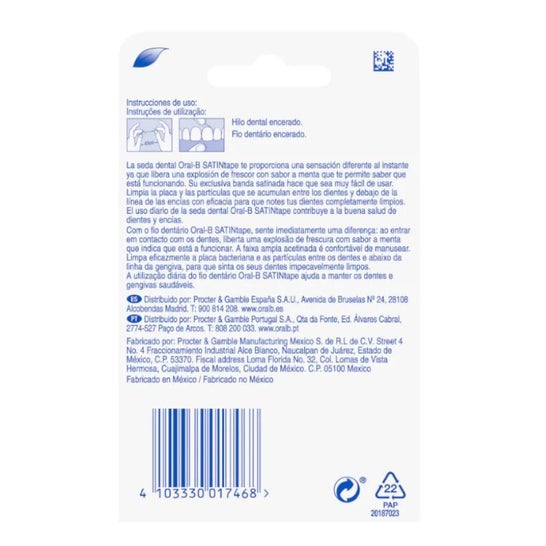 Oral-B Satin Tape Fluor cinta dental menta 25m 1ud