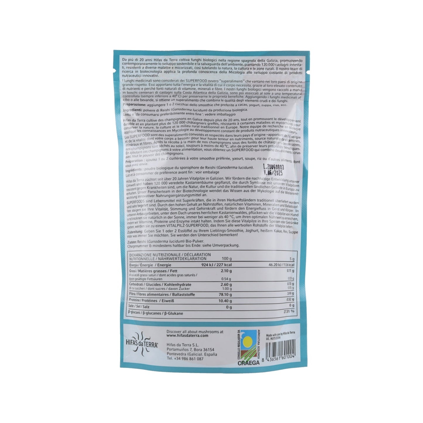 Hifas da Terra Reishi Antiox Superfood en Polvo Bio 100g