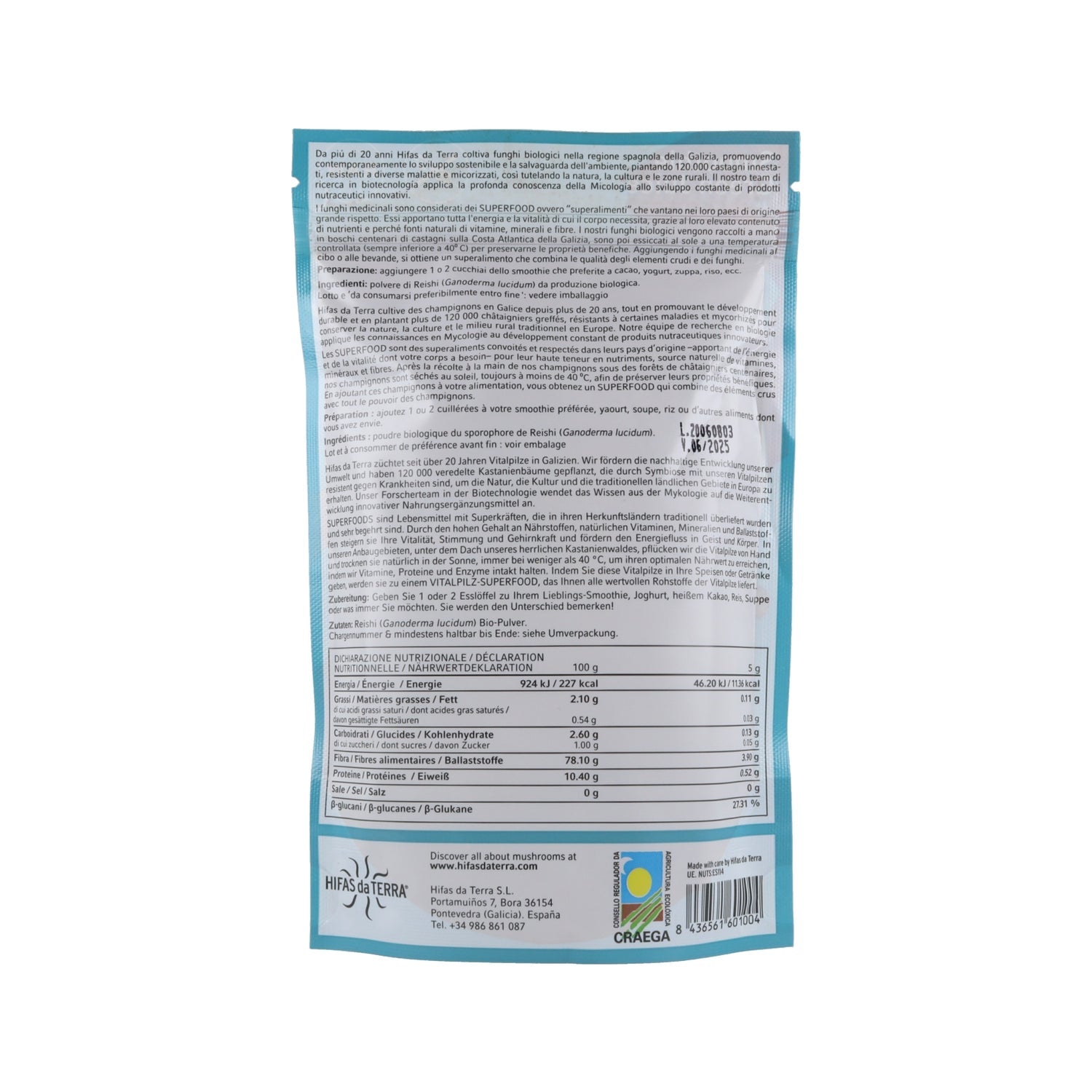 Hifas da Terra Reishi Antiox Superfood en Polvo Bio 100g