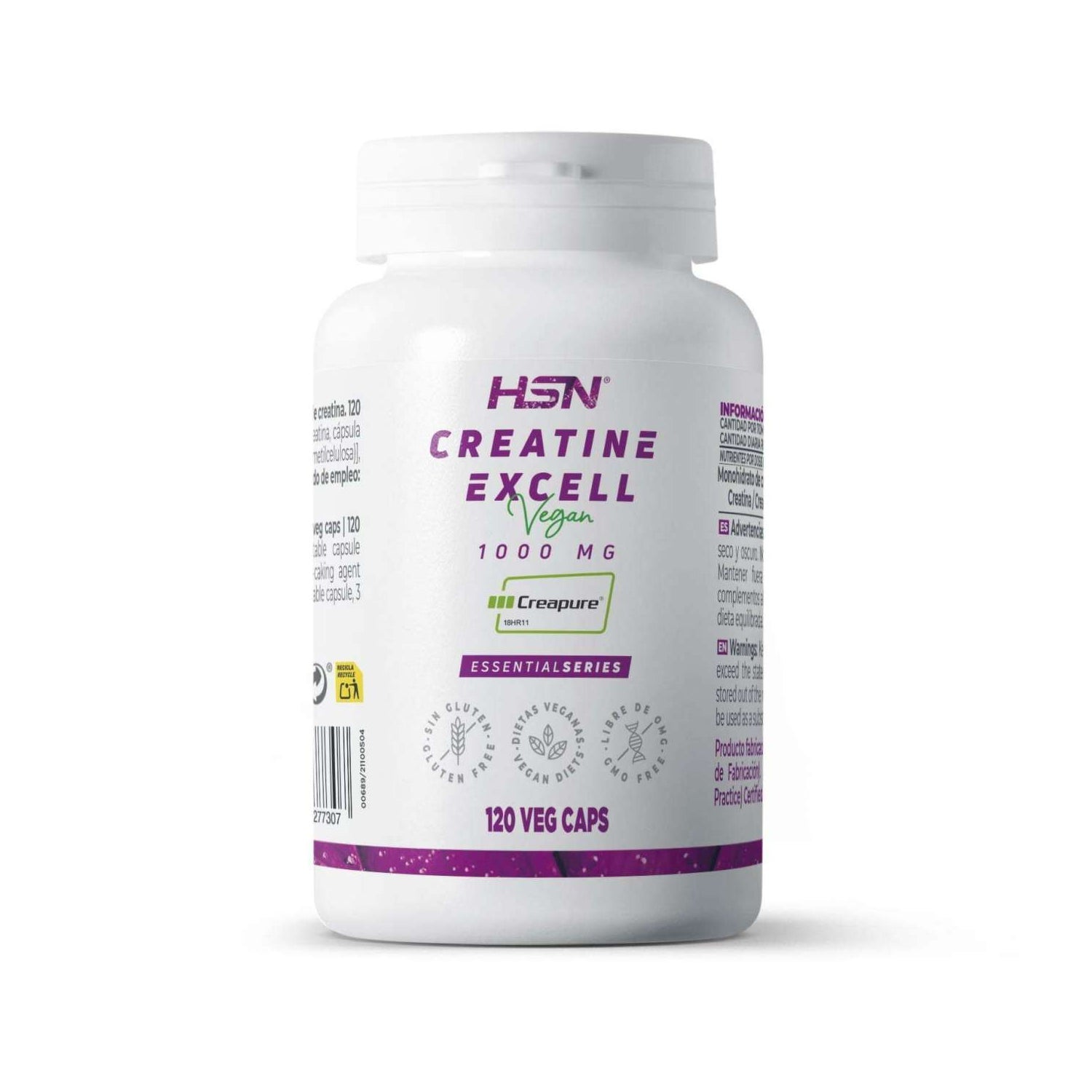 HSN Creatina Excell 1000mg 100% Creapure® 120 Veg Caps