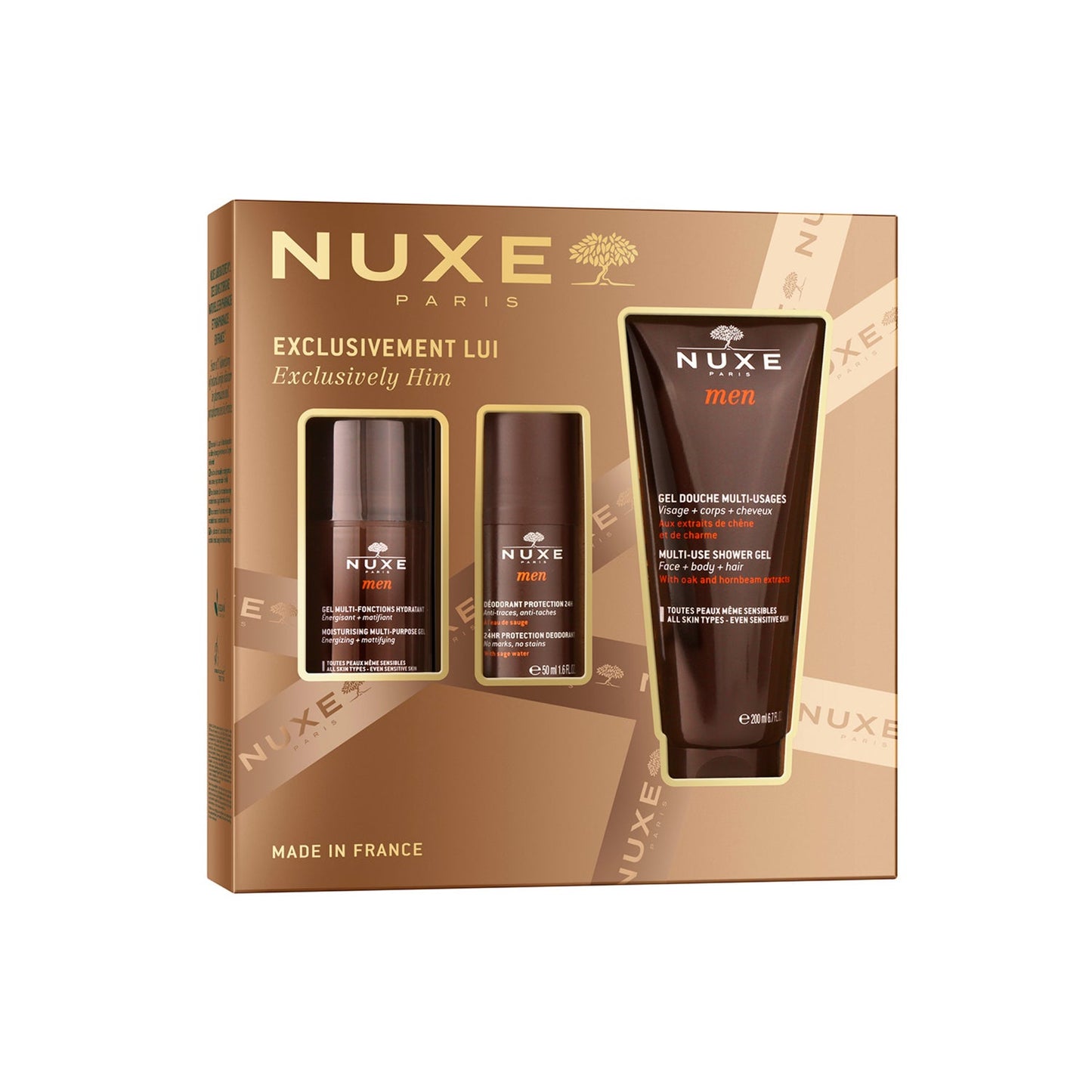 Nuxe Cofre Exclusivo Hombres Gel Hidratante + Desodorante + Gel De Ducha