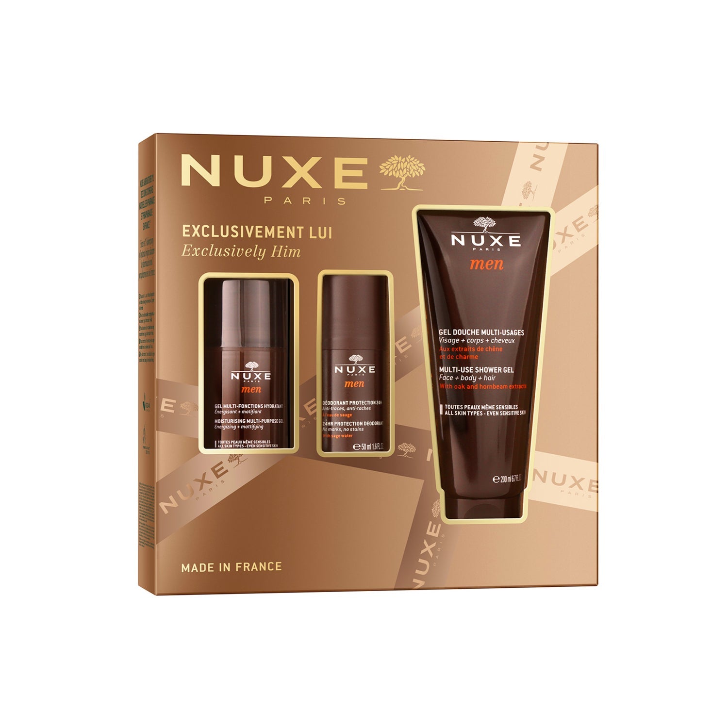 Nuxe Cofre Exclusivo Hombres Gel Hidratante + Desodorante + Gel De Ducha