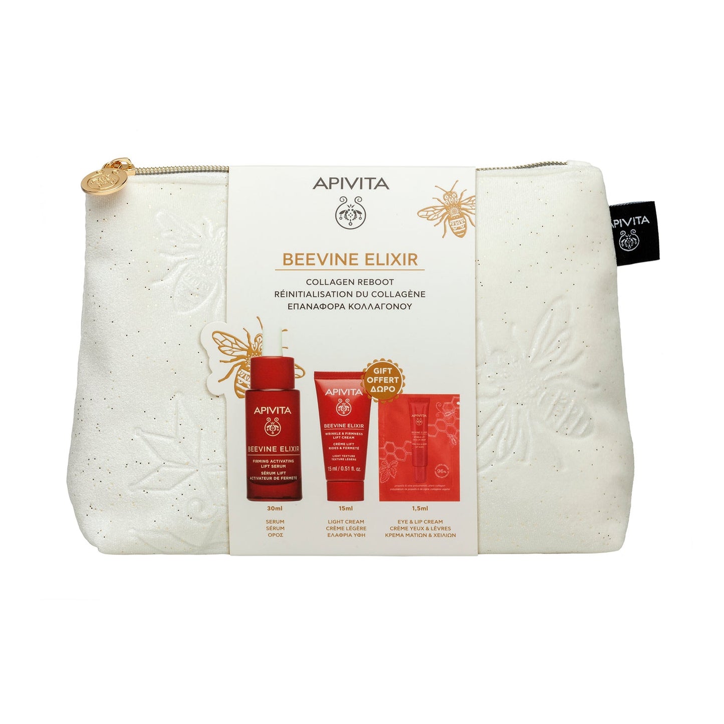 Apivita Pack Beevine Elixir Sérum 30ml + crema ligera 15ml + contorno de ojos 1,5ml