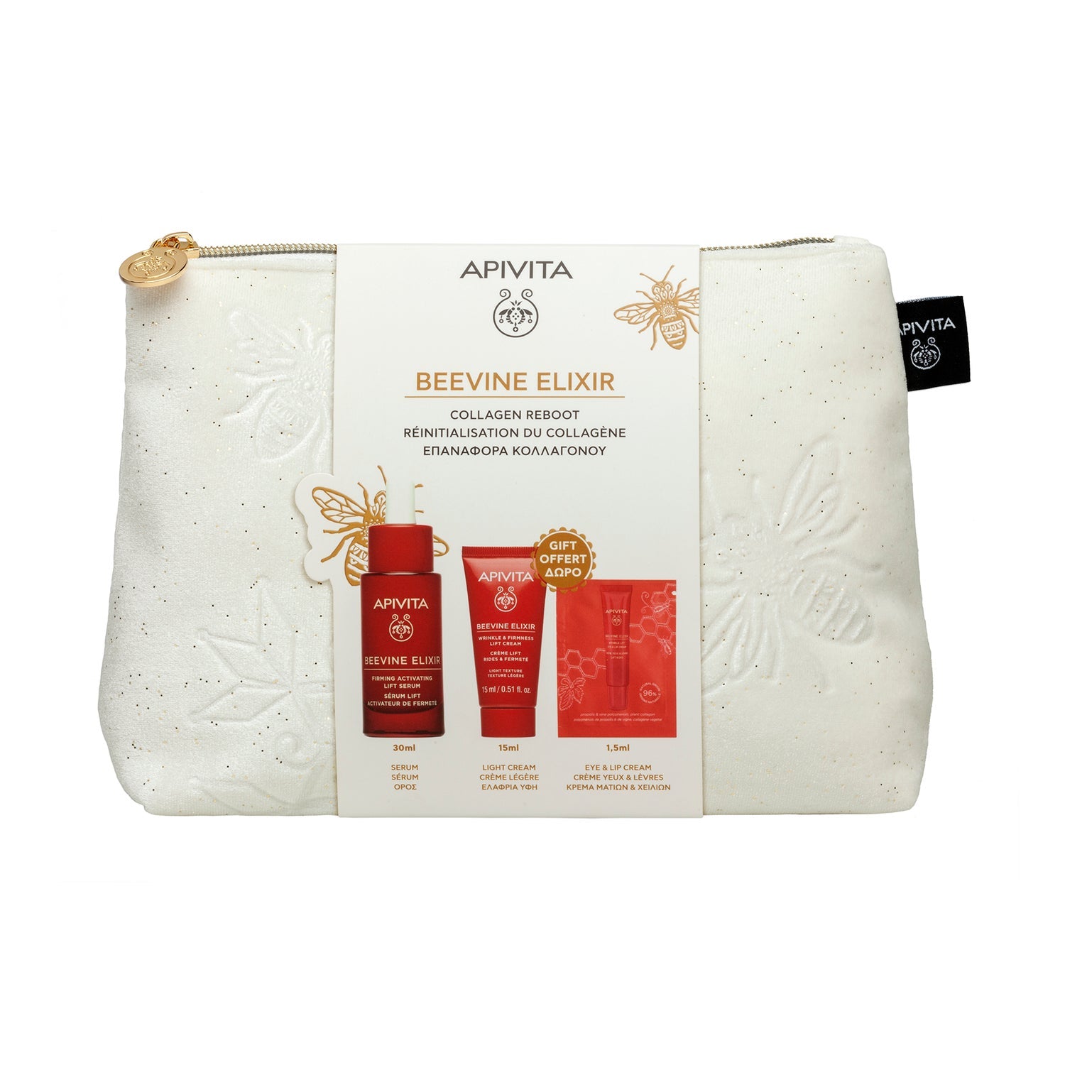 Apivita Pack Beevine Elixir Sérum 30ml + crema ligera 15ml + contorno de ojos 1,5ml