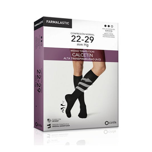 Farmalastic calcetín antibacteriano comp. normal T-mediana negro 1 Par