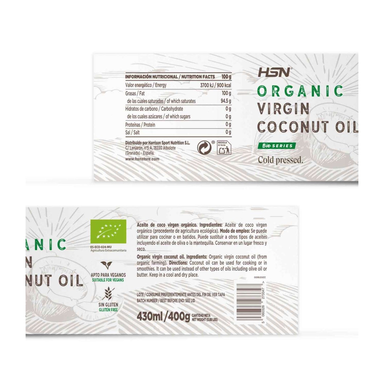 HSN Aceite de Coco Orgánico Virgen 400g