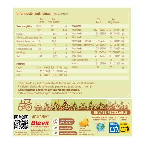 Blevit® Superfibra 8 Cereales y Frutas 500g