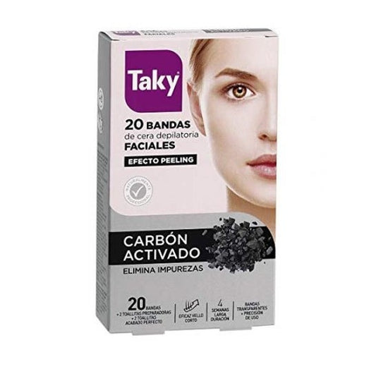 Taky Carbon Activado Bandas Cera Faciales Depilatorias 20uds
