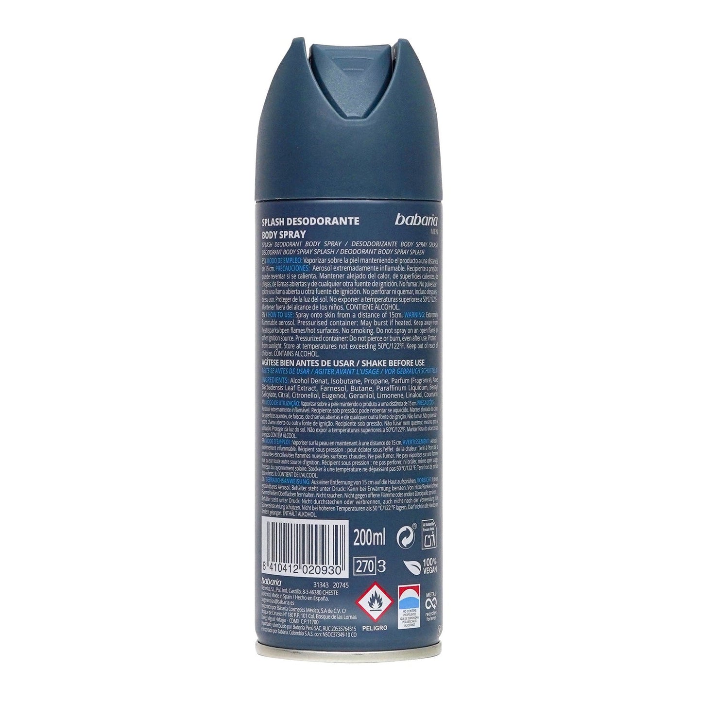 Babaria Deodorant Body Spray Splash Homens 200ml