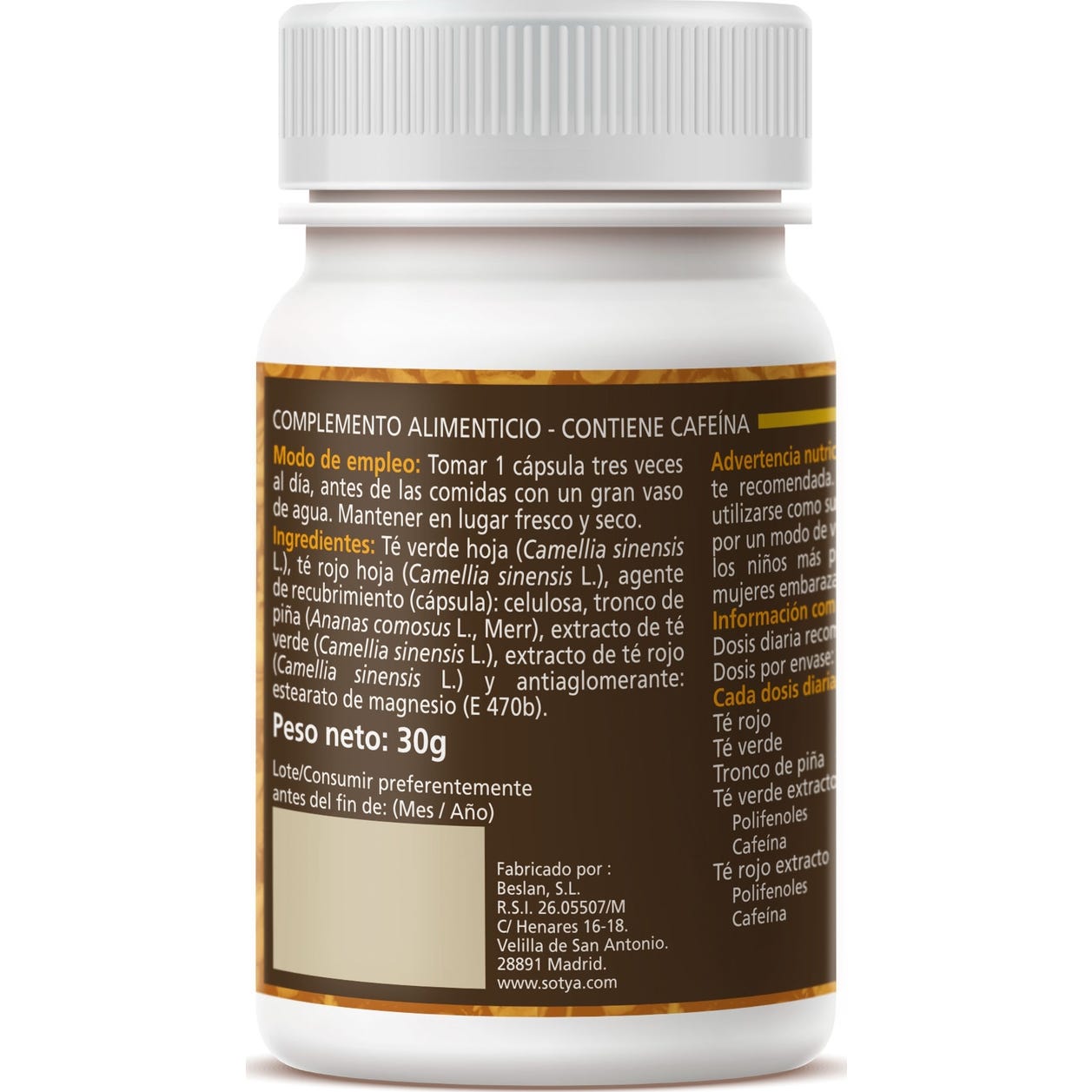 Sotya té rojo + té verde + piña 500mg 60cáps