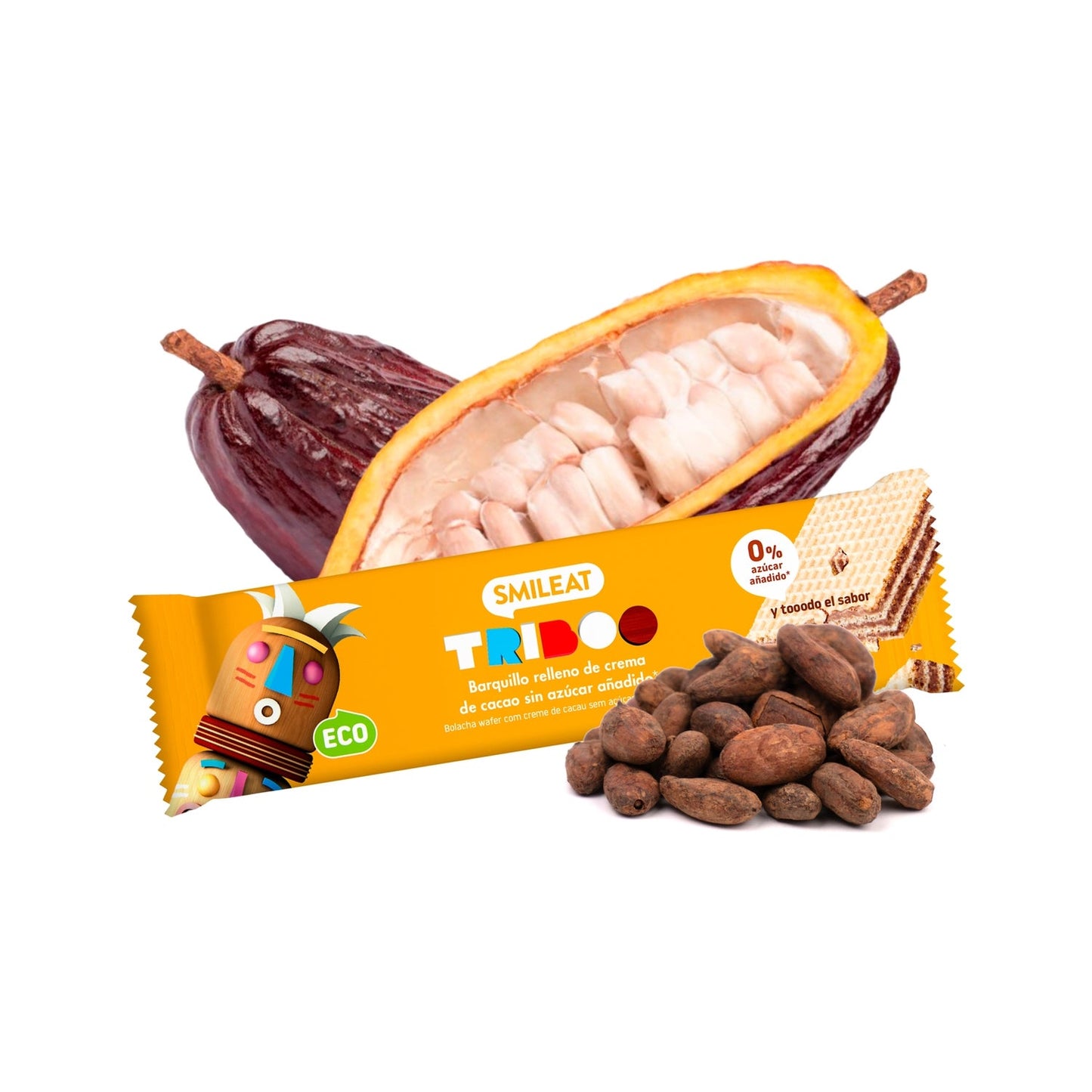 Smileat Triboo Barquillo Ecológico Relleno de Crema de Cacao 40g