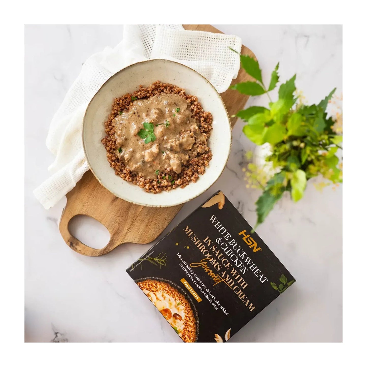 HSN Plato Preparado Estilo Gourmet Trigo Sarraceno, Pollo y Setas en Salsa de Nata 415 g