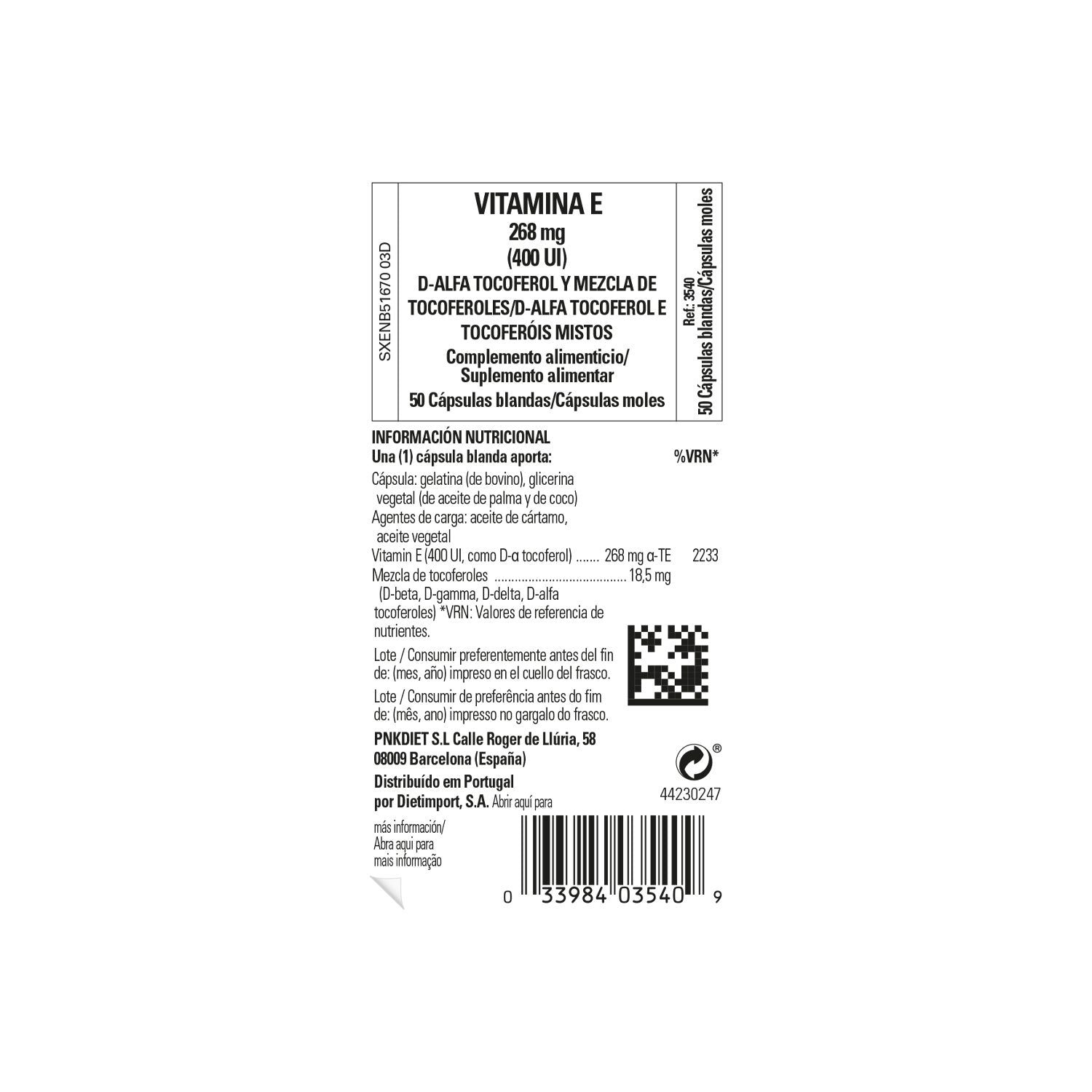 Solgar Vitamina E 400 UI 268 mg 50 perlas