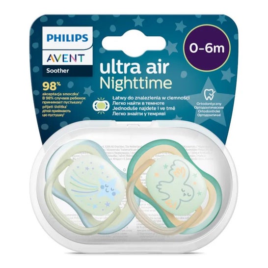 Philips Avent Ultra Air Night Chupete 0-6M Verde 2uds