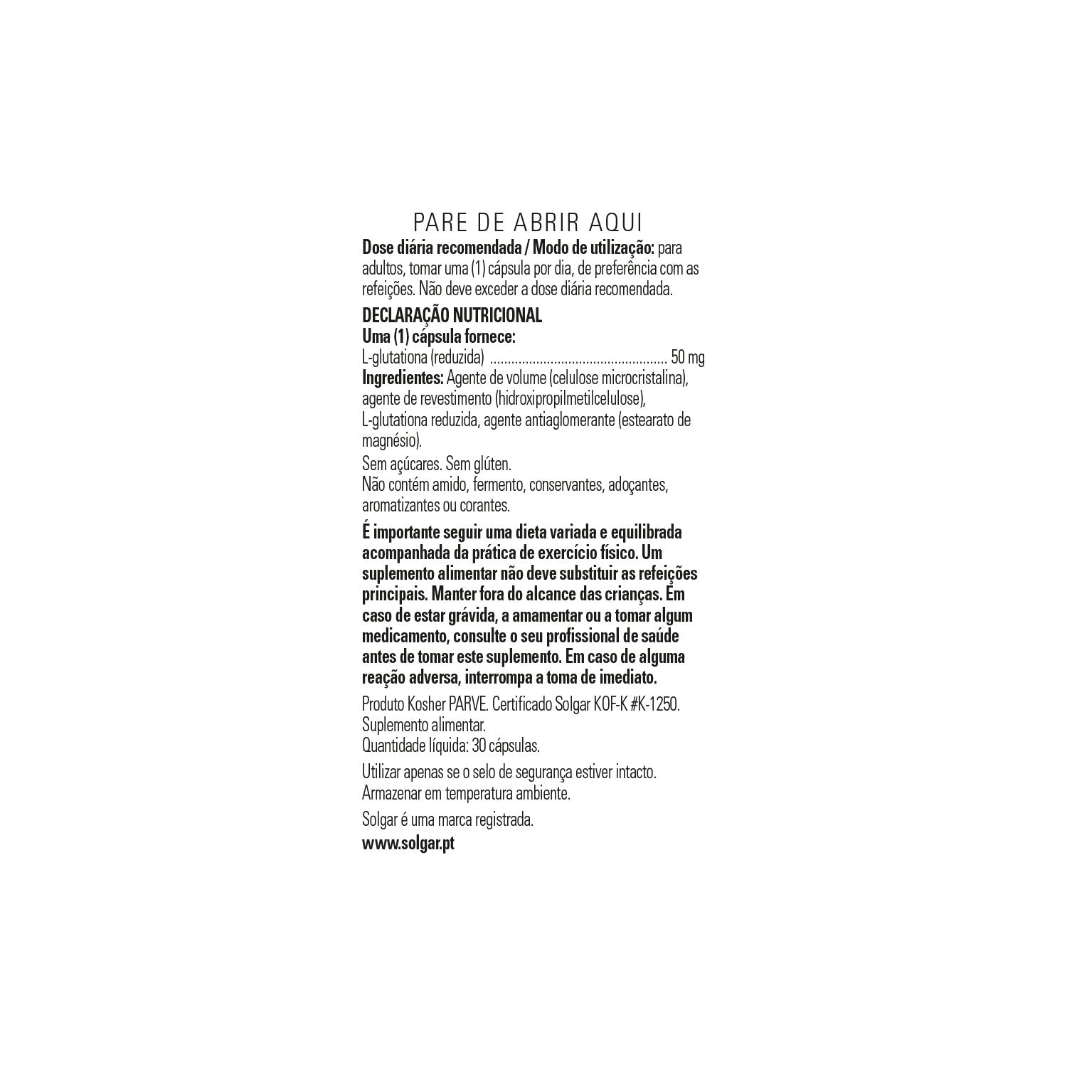 Solgar L-Glutatión Reducido 50mg 30caps