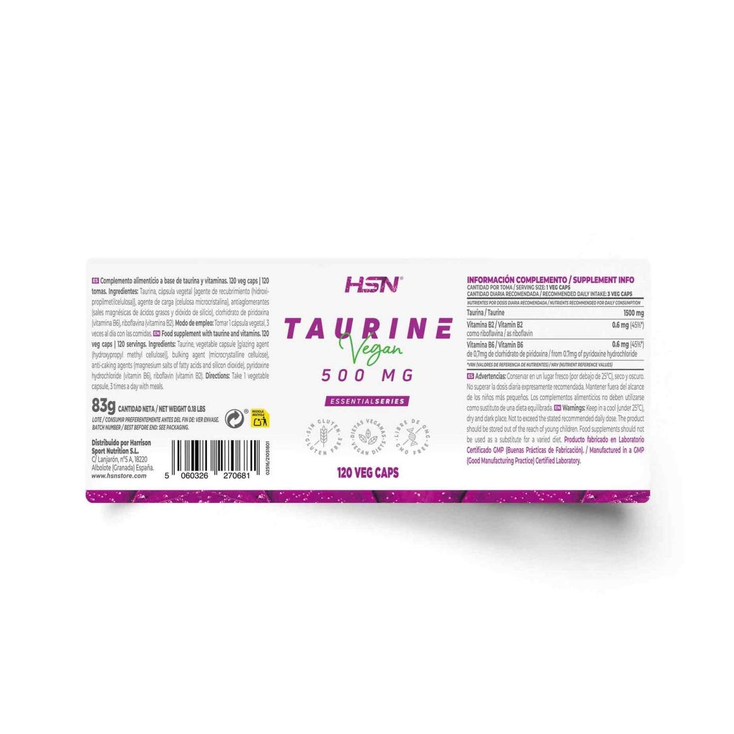 HSN L-Taurina 500mg 120vcaps