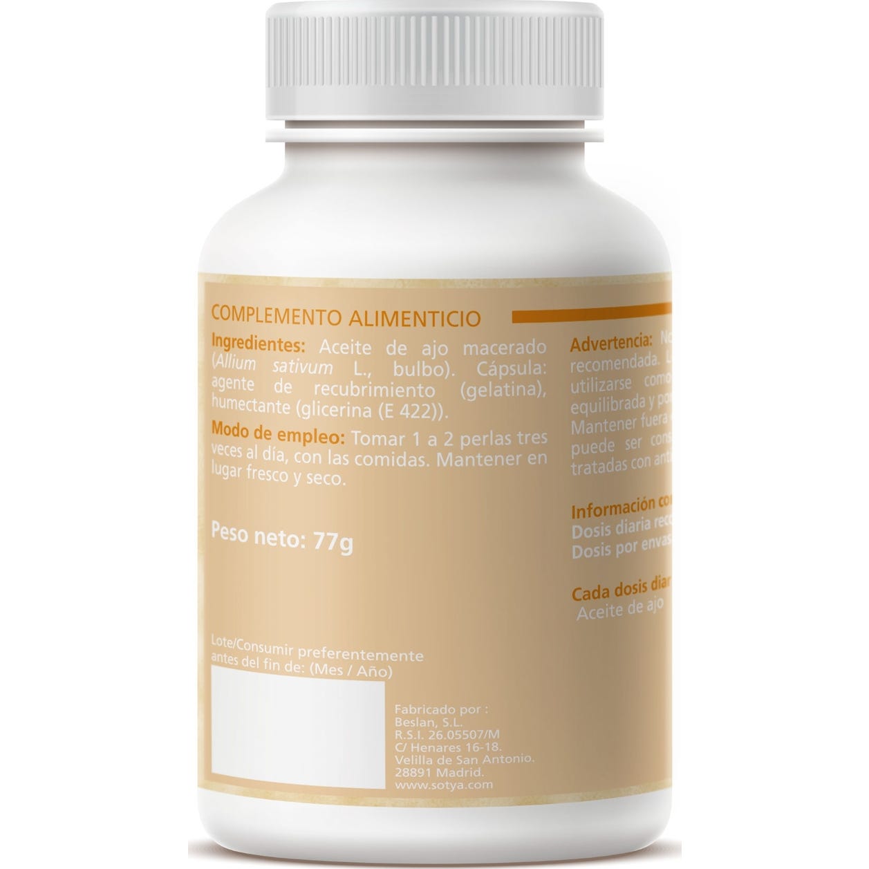 Sotya Ajo Macerado 700mg 110 Perlas