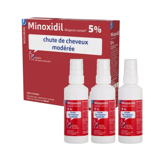 Biogaran Minoxidil 5 % Solución para Aplicación Cutánea 3x60 ml