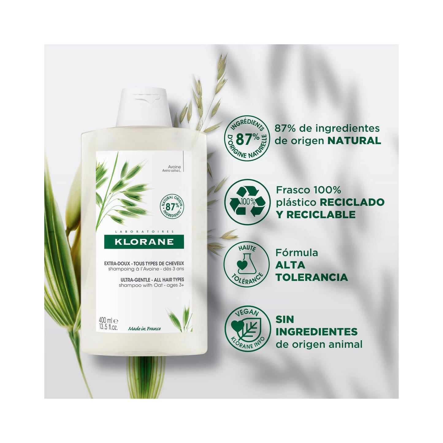 Klorane Champú a la Leche de Avena 400ml