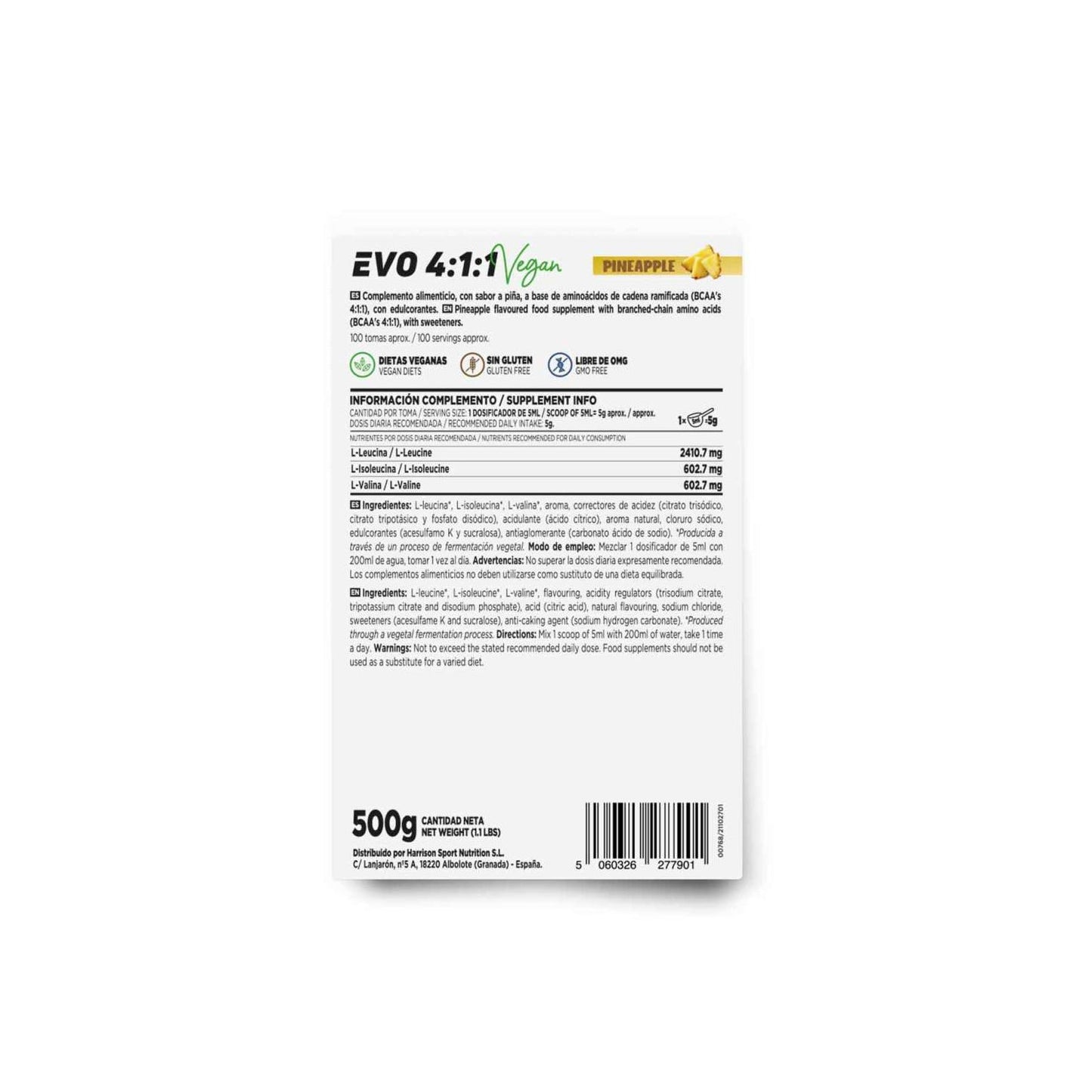 HSN Evo 4:1:1 BCAA's Instantáneos en Polvo Piña 500g