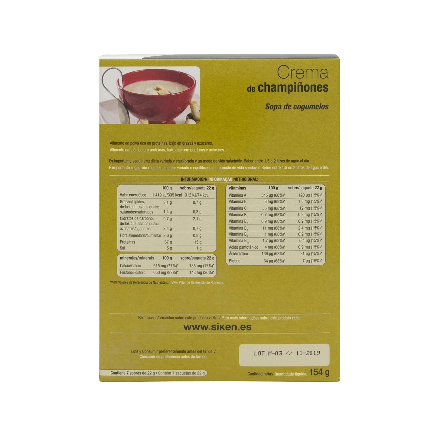 Siken Diet crema de champiñones 7 sobres