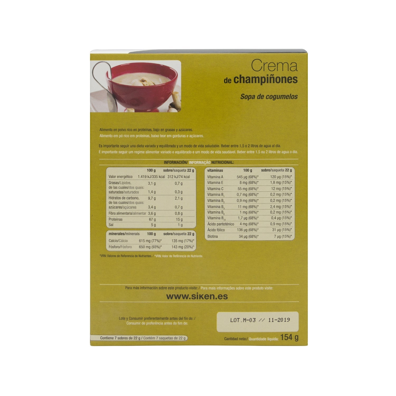 Siken Diet crema de champiñones 7 sobres