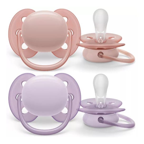 Philips Avent Ultra Soft Chupeta 0-6M Rosa Lilás 2 Unidades