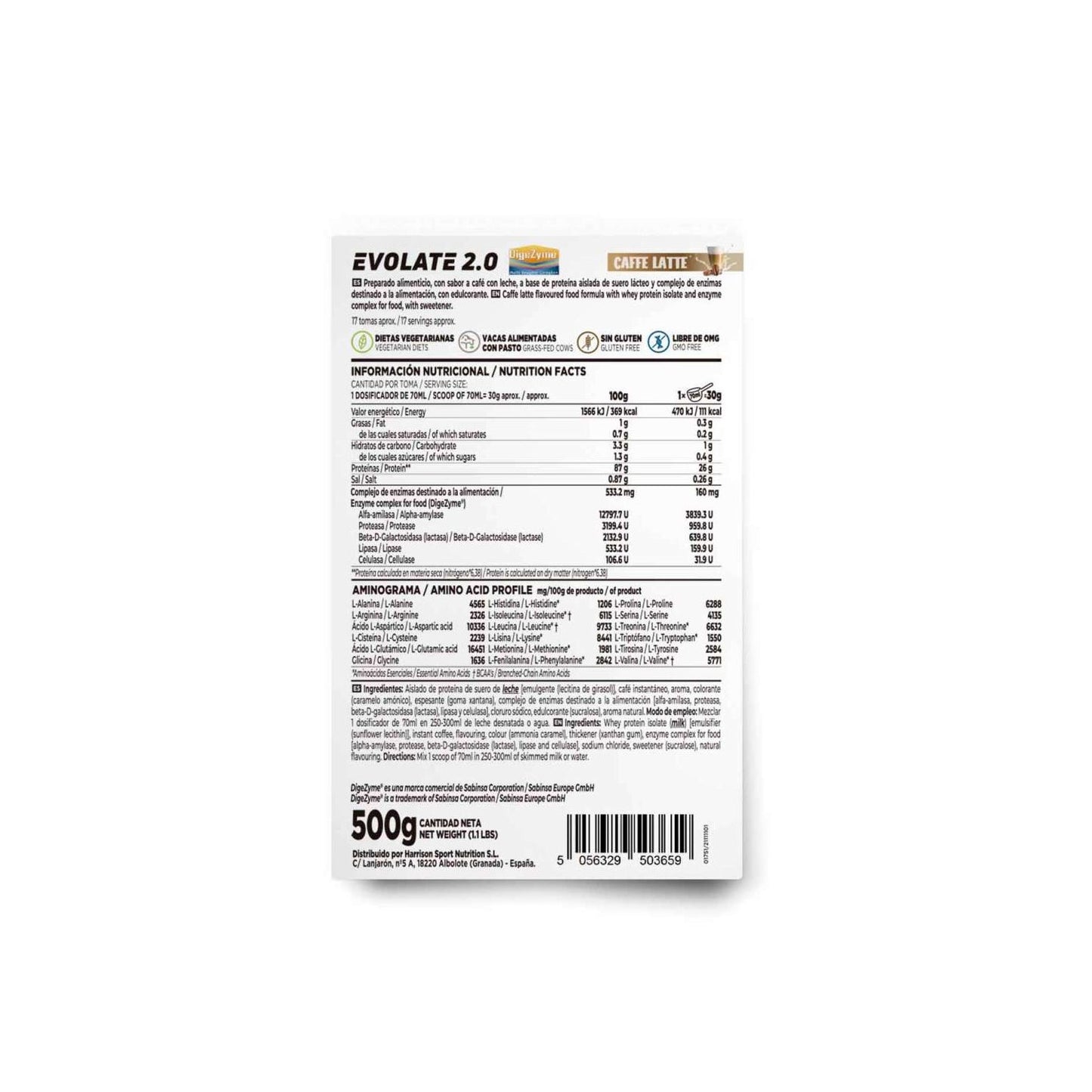 HSN Evolate 2.0 Whey Isolate CFM Café con Leche 500g