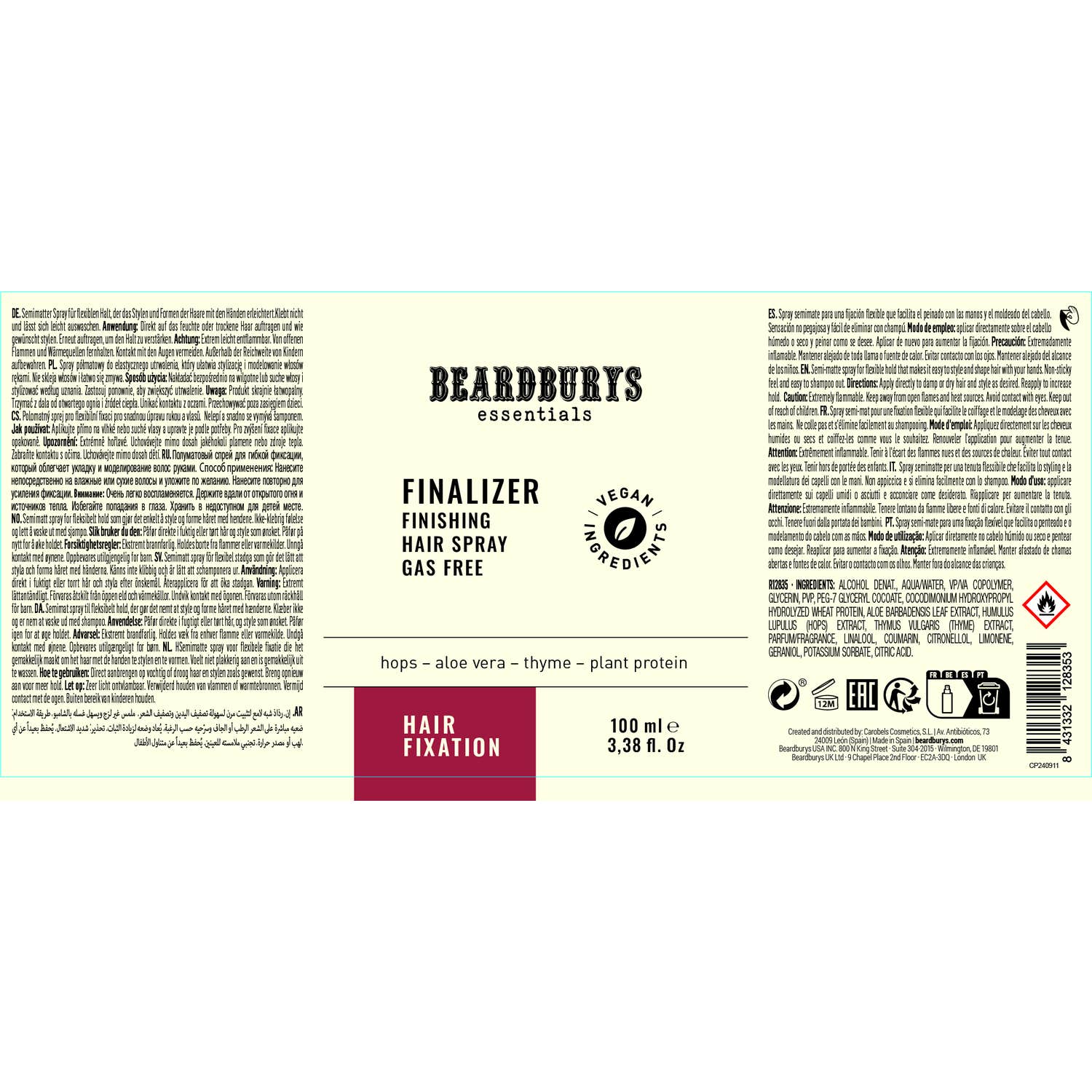 Beardburys Essentials Finalizer Spray Fijador para el Pelo 100ml