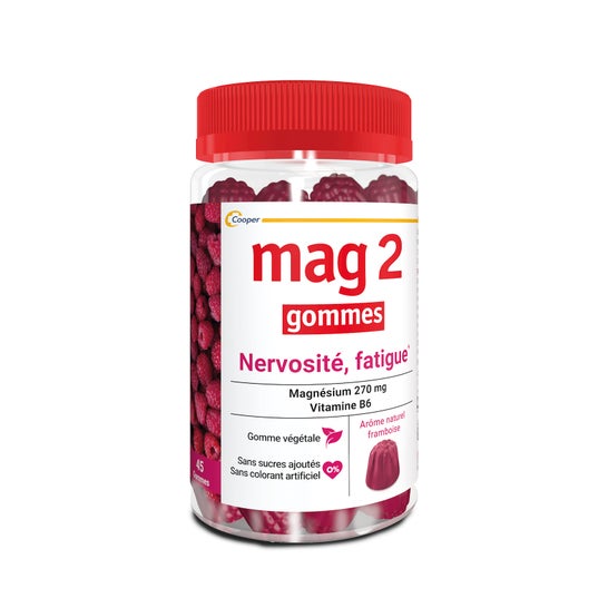Mag 2 Magnesio + Vitamina B6 Frambuesa 45 gummies