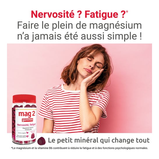Mag 2 Magnesio + Vitamina B6 Frambuesa 45 gummies