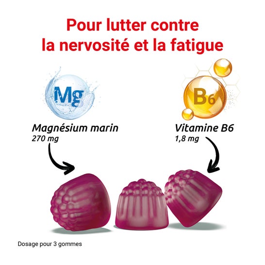 Mag 2 Magnesio + Vitamina B6 Frambuesa 45 gummies