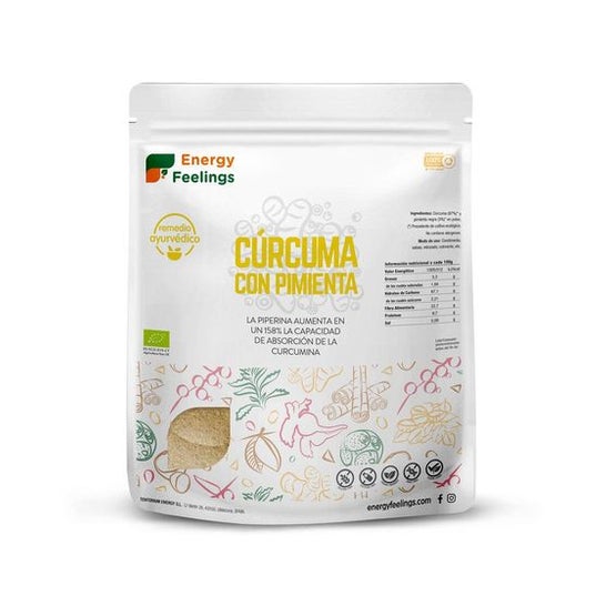 Energy Feelings Cúrcuma con Pimienta Polvo Eco Vegan Sin gluten 200 g