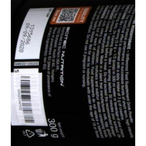 Scitec Nutrition 100% Creatine Monohydrate Sin Sabor 300g