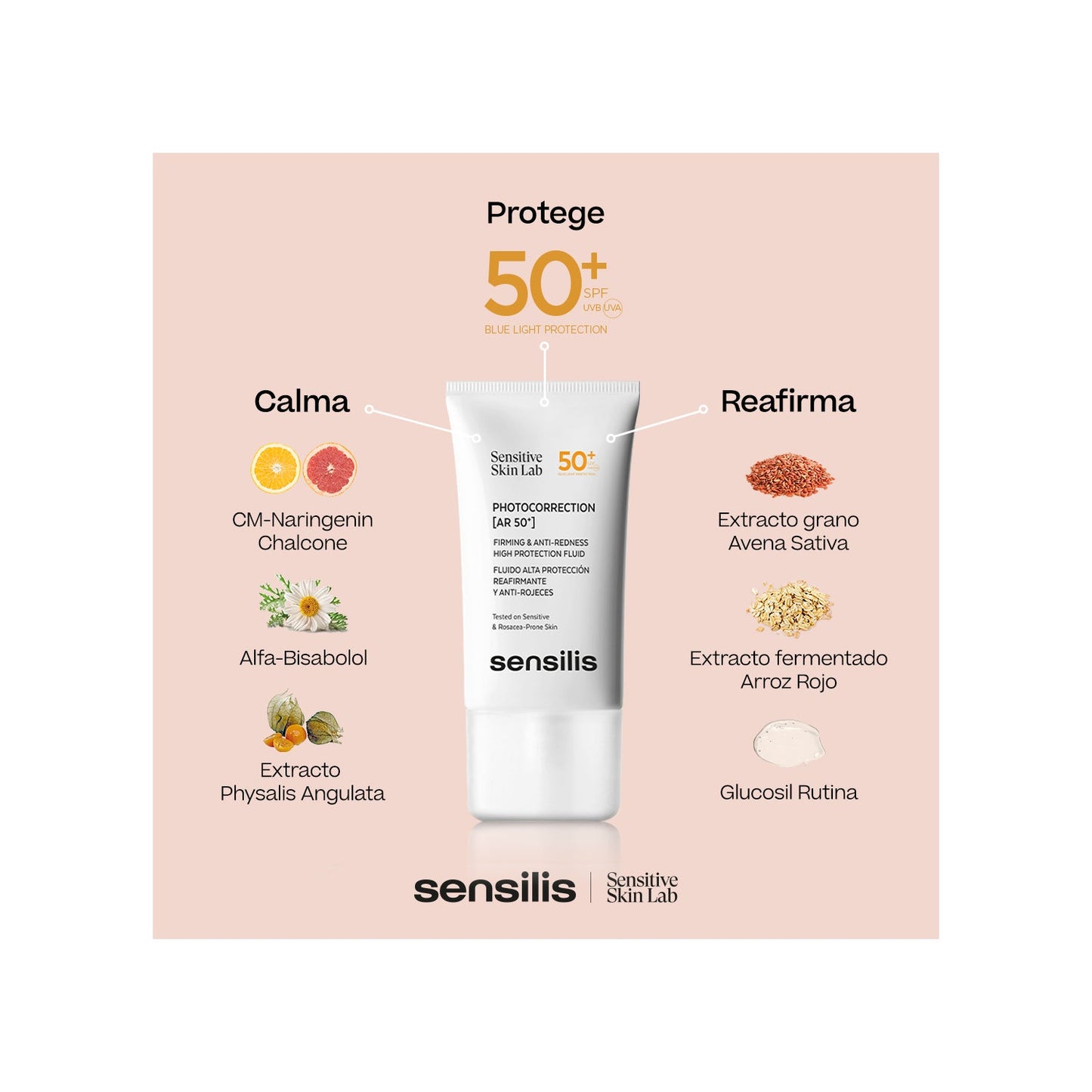 Sensilis Photocorrection [AR 50+] Fluido Reafirmante y Anti-Rojeces SPF50+ 40ml