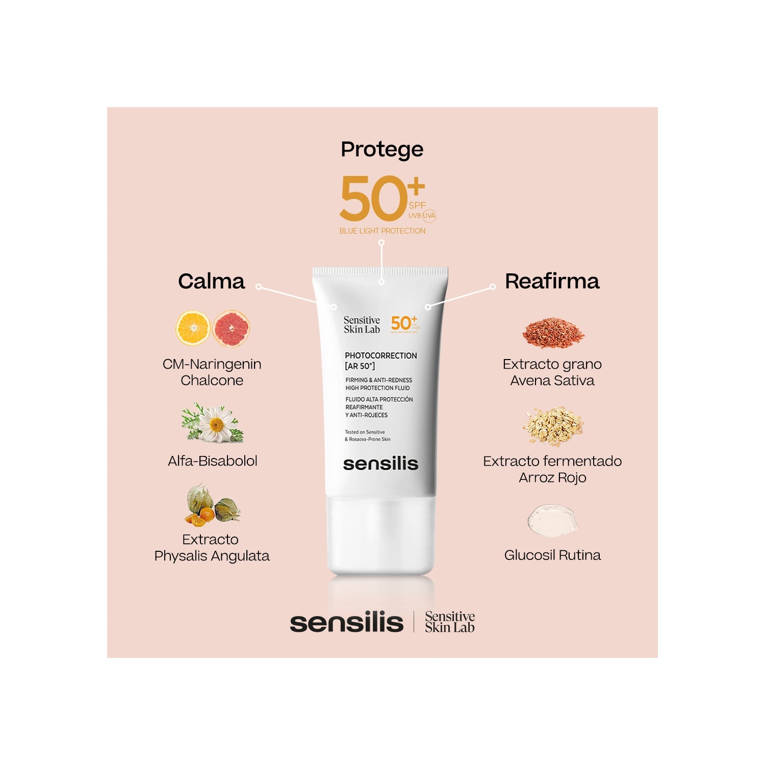 Sensilis Photocorrection [AR 50+] Fluido Reafirmante y Anti-Rojeces SPF50+ 40ml
