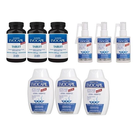 Evocapil Plus Pack Tratamiento Anticaída 3 M Champú + Spray + Vit