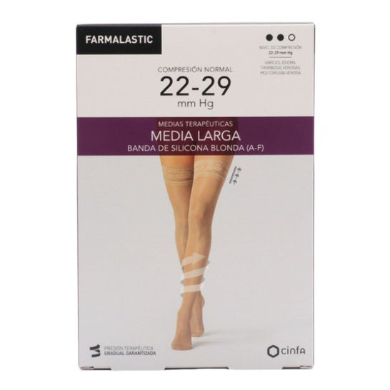 Farmalastic Media Larga blonda (A-F) comp. normal T-extra grande negro 1 Par