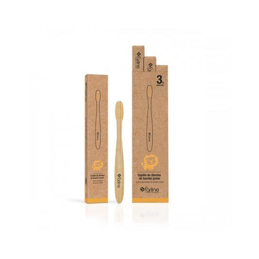 Farline Cepillo Dental Bambú Junior León Naranja 3uds