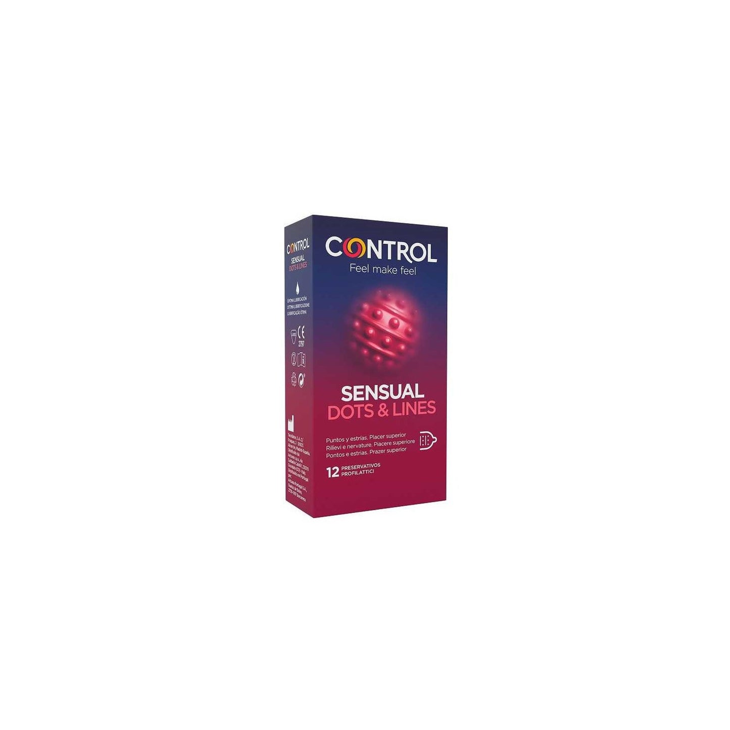 Control Sensual Dots & Lines Preservativo Puntos y Estrías 12uds