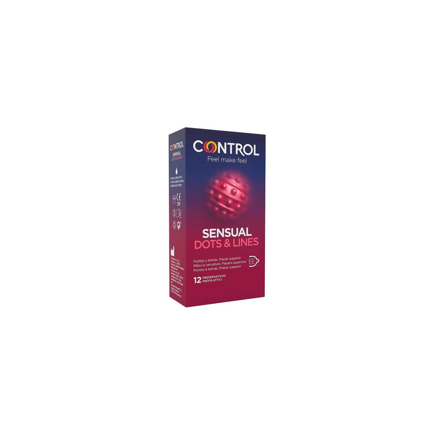 Control Sensual Dots & Lines Preservativo Puntos y Estrías 12uds
