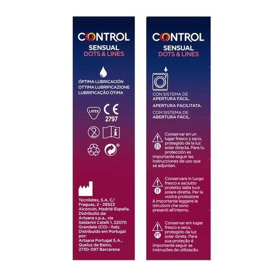 Control Sensual Dots & Lines Preservativo Puntos y Estrías 12uds