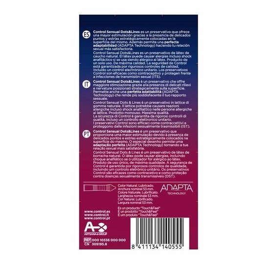Control Sensual Dots & Lines Preservativo Puntos y Estrías 12uds